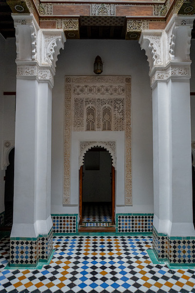 Blick in die ehemalige Koranschule Medera Ben Youssef in Marrakesch